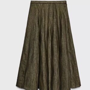 Women's Olive Maxi Skirt - Flowing A-Line Skirt